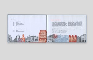 doppelinnenseite, inhaltsverzeichnis, grafiken in grautönen und rot