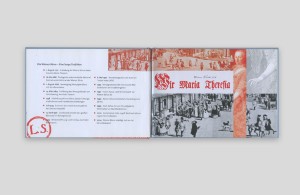 doppelinnenseite, links textseite mit aufzählung, rechts collage aus grafiken in grautönen und rot
