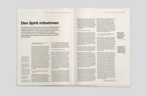 Doppelseite mit einem Interview über die Gründung und Weiterentwicklung des Depots. Schwarzer Text auf weißem Hintergrund.
