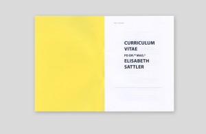 Schmutztitel der ersten Broschüre des Portfolios von Elisabeth Sattler, Professorin für Kunst- und Kulturpädagogik.