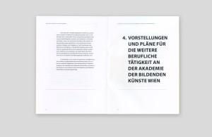 Innenseite einer Broschüre des Portfolios von Elisabeth Sattler, Professorin für Kunst- und Kulturpädagogik.