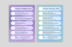 Einladung und Programm (Rückseiten) für den Wiener Gesundheitscercle 2022 und 2023, eine Vortragsreihe zur Förderung des Gesundheitsbewusstseins veranstaltet von EURAG