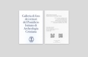 Leporello zur Porträtgalerie der Rektoren des Pontificio Istituto di Archeologia Cristiana in Rom – Vorder- und Rückseite