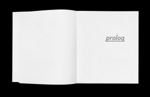 innenseiten, linke seite leer, rechts »prolog«
