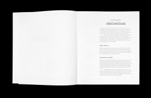innenseiten, linke seite leer, rechts beginn des beitrags »what i want to say«