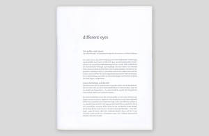katalogcover »different eyes #1« mit text von Gerhard Stemberger
