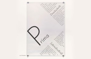 Type-specimen-plakat von lea vinatzer zur schrift prima von titus nemeth und martin tiefenthaler