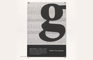 Type-specimen-plakat von anna bauer zur schrift adobe garamond von Robert slimbach eine digitale interpretation nach claude garamond