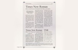 Type-specimen-plakat von holger stärz zur schrift Times New Roman von Stanley Morrison und Viktor Lardent