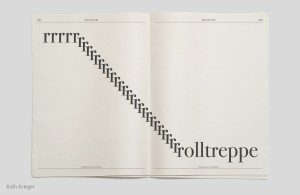 Beispiel aus der Lehre Typografie & Layout I: Typo-Zeitung »Just my Type*« aus dem BA-Studium »Gestaltung im Kontext« an der Akademie der bildenden Künste Wien – Ruth Krieger