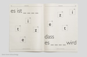 Beispiel aus der Lehre Typografie & Layout I: Typo-Zeitung »Just my Type*« aus dem BA-Studium »Gestaltung im Kontext« an der Akademie der bildenden Künste Wien – Doris Furrer-Schuschnigg