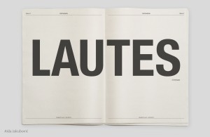 Typografie & Layout I, 2016, Typo-Zeitung »Oxymoron« aus dem BA-Studium »Gestaltung im Kontext« an der Akademie der bildenden Künste Wien – Aida Jakubović