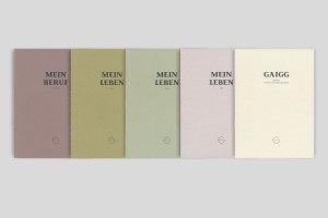 Covers des Familienbuchs + 4 Bände Autobiografie meines Vaters mit seinem Monogramm EG