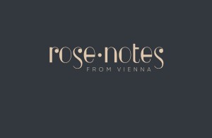 Logoentwurf für ROSE·NOTES vienna Rosenversandhandel – Schriftzug aus der schrift albro von alexey brodovitch bzw. der digitalisierten version von Brandon Alvarado, hell auf dunkel