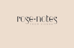 Logoentwurf für ROSE·NOTES vienna Rosenversandhandel – Schriftzug aus der schrift albro von alexey brodovitch bzw. der digitalisierten version von Brandon Alvarado, dunkel auf hell