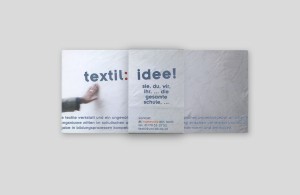 Folder für das Projekt »textil:mobil« der Abteilung Textil – freie, angewandte und experimentelle künstlerische Praxis an der Universität für angewandte Kunst Wien.